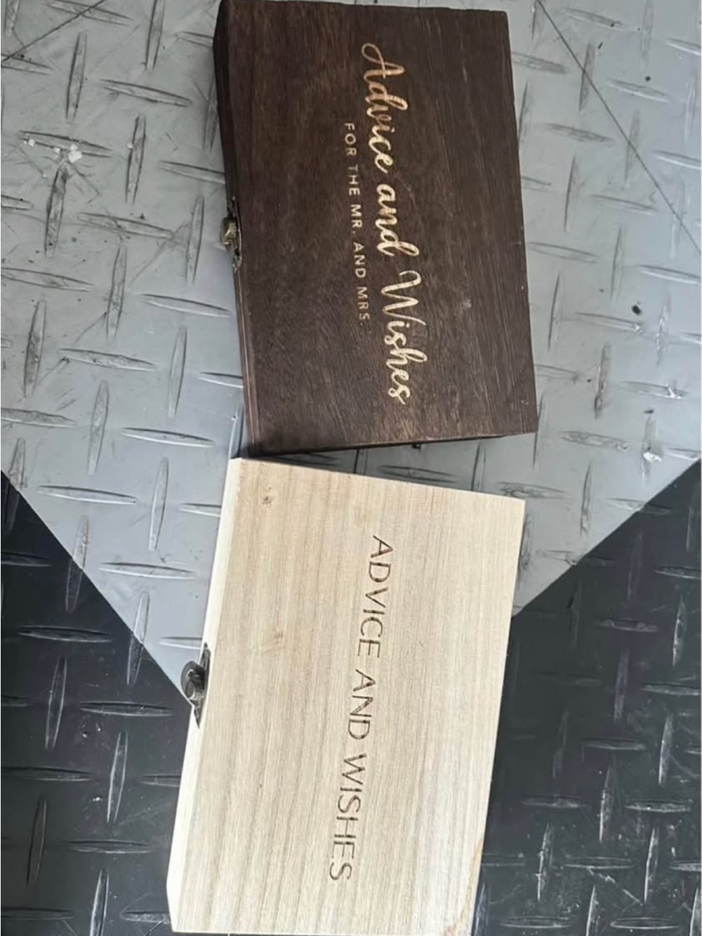 Advice and Wishes Wooden Keepsake Box - Light & Dark Wood wedding bridal shower
